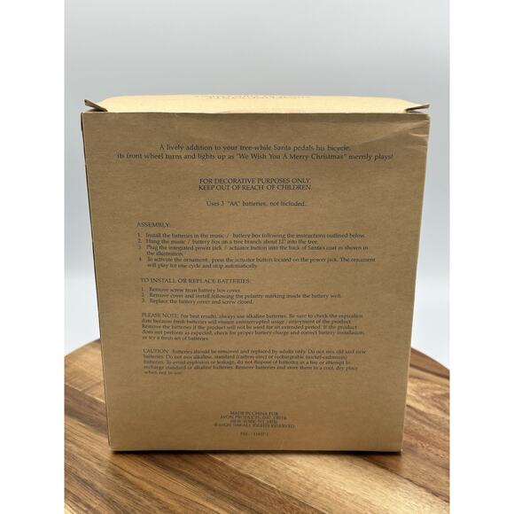 Vtg Avon Cycling Santa Musical Ornament New in Gift Collection Box Christmas - Picture 9 of 10